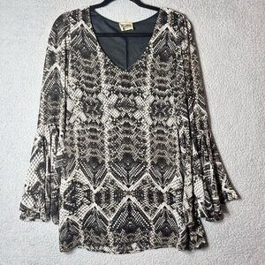 Show Me Your Mumu Top Womens Small‎ Black Snakeskin Barry Bell Tunic Top